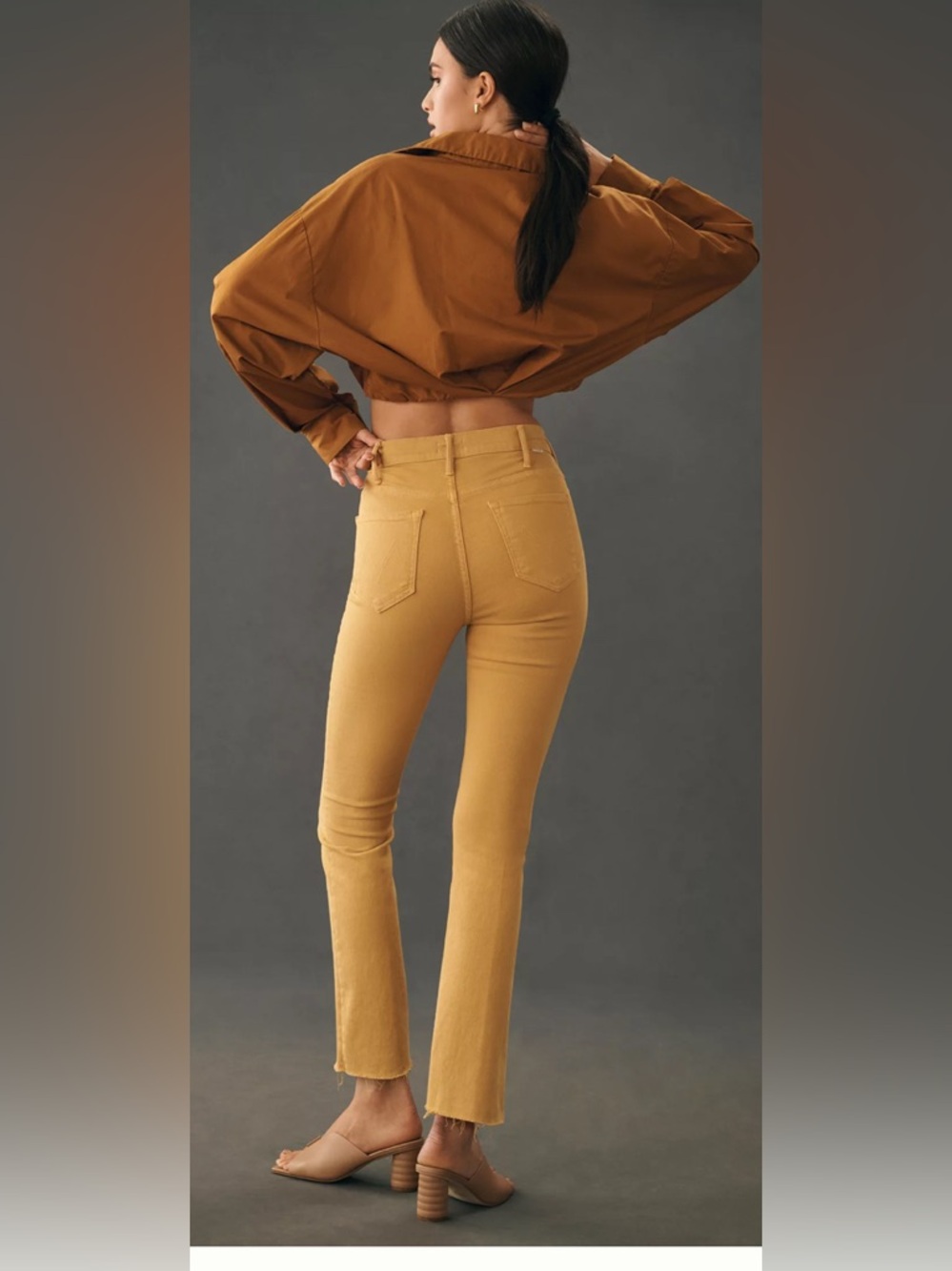 MOTHER The hustler ankle fray denim jeans tinsel mustard yellow gold - Picture 13 of 13